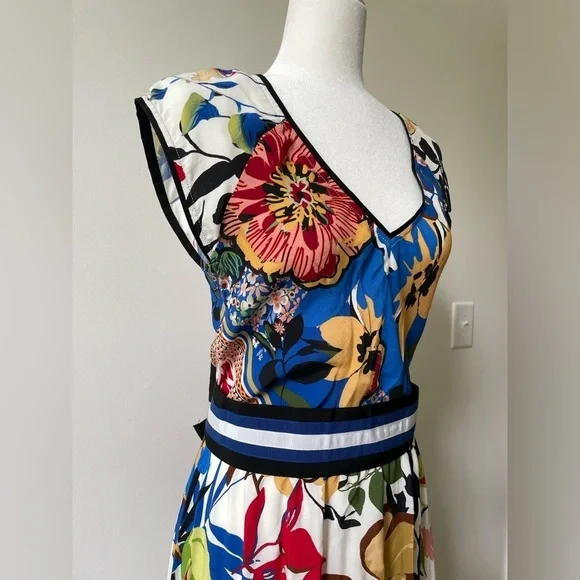 SFIZIO Colorful Floral Maxi Dress Size L Tall Sleeveless - Picture 4 of 10